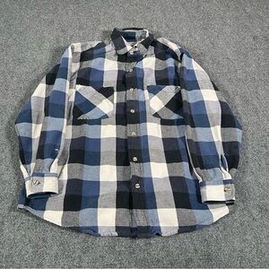 Vintage Big Mac Flannel Button Up Shirt Mens Large Blue White Plaid Outdoor Work